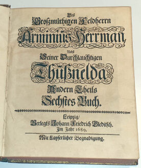  SUPEREKSLIBRIS hrabiego Karola Henryka de Hoyma. VON LOHENSTEIN - GROSSMUETHIGER FELDHERR ARMINIUS ODER HERRMAN . - 5