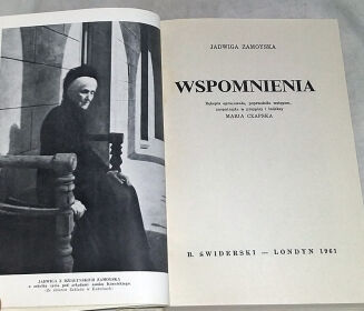 JADWIGA ZAMOYSKA- WSPOMNIENIA wyd. LONDYN 1961r. - 2