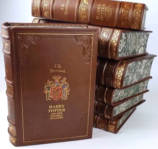ROWLING- HARRY POTTER 7 book boxed, complete set, leather rebound - 6