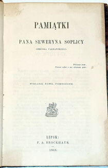 RZEWUSKI- PAMIĄTKI PANA SEWERYNA SOPLICY i inne... Lipsk 1868 - 3