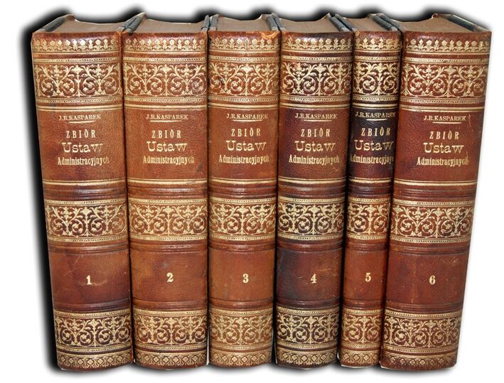 KASPAREK - ZBIÓR USTAW ADMINISTRACYJNYCH  w Królestwie Galicyi i Ludomeryi z Wielkim Księstwem Krakowskim Tom I-VI wyd. Lwów 1884r. OPRAWA