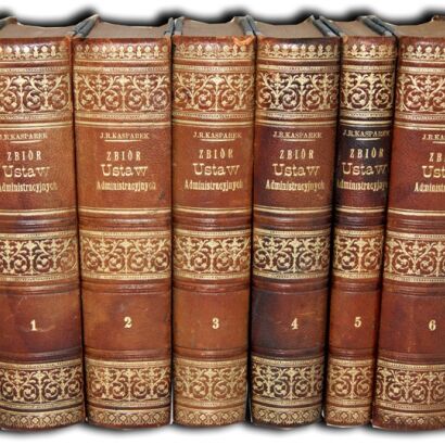 KASPAREK - ZBIÓR USTAW ADMINISTRACYJNYCH  w Królestwie Galicyi i Ludomeryi z Wielkim Księstwem Krakowskim Tom I-VI wyd. Lwów 1884r. OPRAWA