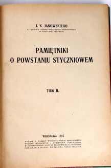 JANOWSKI- PAMIĘTNIKI O POWSTANIU STYCZNIOWEM t.1-3 [komplet w 3 wol.] 1923-1931 - 2