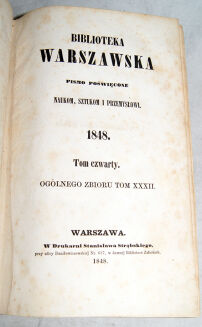 BIBLIOTEKA WARSZAWSKA 1848r. t.IV - 3