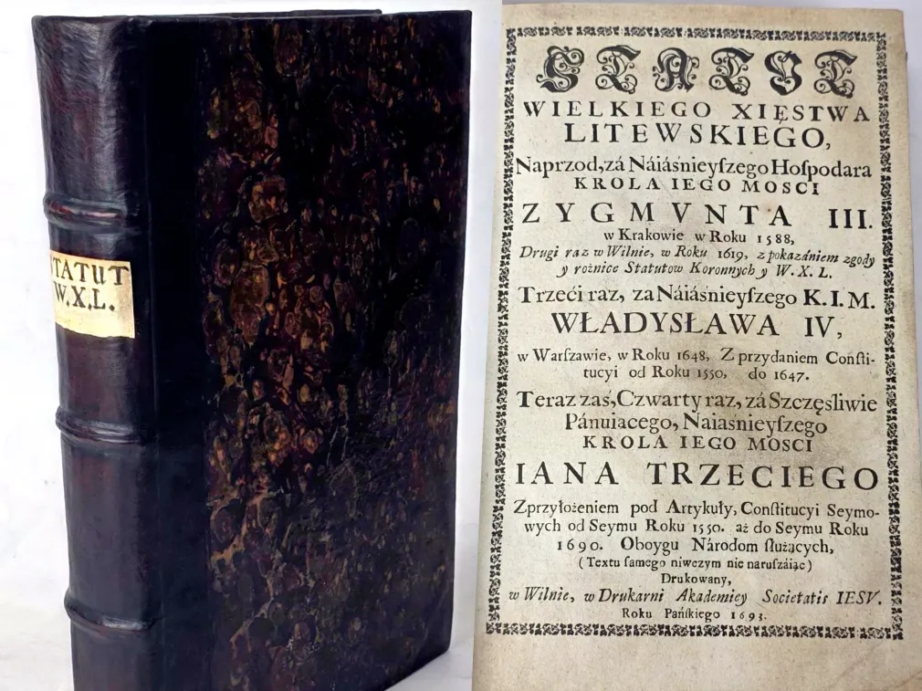 [STATUT LITEWSKI] STATUT WIELKIEGO XIĘSTWA LITEWSKIEGO Wilno 1693