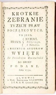 SADOWSKI - KRÓTKIE ZEBRANIE TRZECH PRAW POCZĄTKOWYCH 1780 - 3