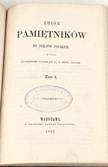 BROEL-PLATER- ZBIÓR PAMIĘTNIKÓW DO DZIEJÓW POLSKICH t.1-4 [komplet w 2 wol.] wyd. 1858 półskórek - 3