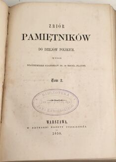 BROEL-PLATER- ZBIÓR PAMIĘTNIKÓW DO DZIEJÓW POLSKICH t.1-4 [komplet w 2 wol.] wyd. 1858 półskórek - 7