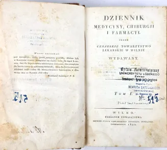 [PIERWSZE POLSKIE CZASOPISMO MEDYCZNE O CHARAKTERZE NAUKOWYM] DZIENNIK MEDYCYNY, CHIRURGII I FARMACYI Wilno 1822, tablice - 5