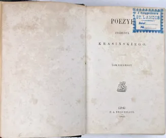 KRASIŃSKI - POEZYE t.1-3 [komplet w 1 wol.] Lipsk 1863 [Pierwsze zbiorowe wydanie pism Zygmunta Krasińskiego]. - 5