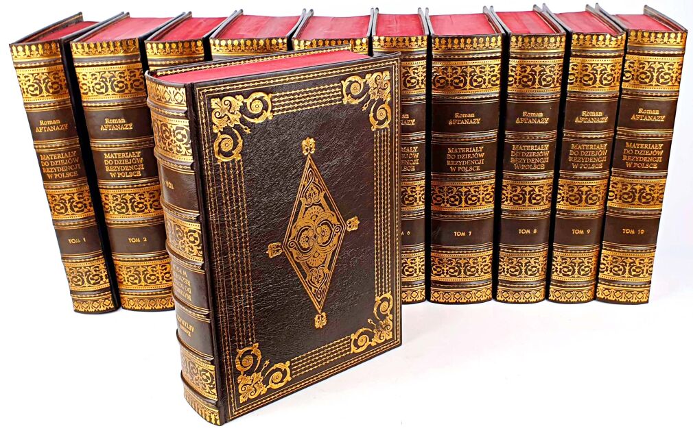AFTANAZY - MATERIAŁY DO DZIEJÓW REZYDENCJI t.I-XI, mapy [kolekcja książek w skórze, komplet w 11 wol.]