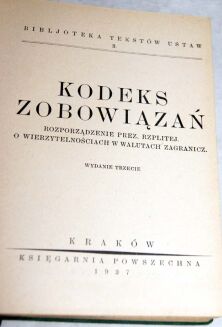KODEKS ZOBOWIĄZAŃ Kraków 1935 - 2