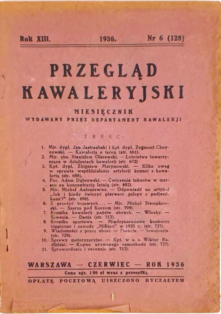 PRZEGLĄD KAWALERYJSKI Nr 6 (128) 1936