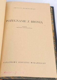 HEMINGWAY - POŻEGNANIE Z BRONIĄ wyd.1, 1957, skóra - 5