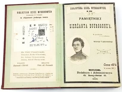 PRZYBOROWSKI - PAMIĘTNIKI SIERŻANTA BOURGOGNEA wyd. 1899r. Tom I-II