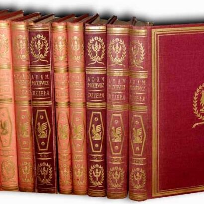 MICKIEWICZ- DZIEŁA pod red. Manfreda Kridla i Leona Piwińskiego t. I-XX w 10 wol. OPRAWA WYDAWNICZA drzeworyty Mrożewski