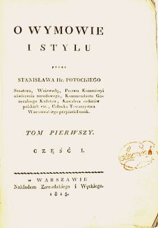 POTOCKI- O WYMOWIE I STYLU  [komplet w 4 wol.] 1815 - 4