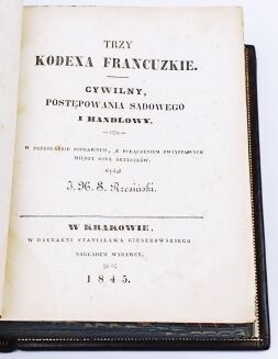 RZESIŃSKI- TRZY KODEXA FRANCUZKIE wyd. 1845 skóra - 7