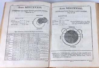 [ASTRONOMIA] MANFREDI- NOVISSIMAE EPHEMERIDES MOTUUM COELESTIUM E CASSINIANIS TABULIS AD MERIDIANUM BONONIAE SUPPUTATE. T.1-2 [komplet w 2 wol.] Bolonia 1725 - 6