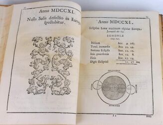 [ASTRONOMIA] MANFREDI- NOVISSIMAE EPHEMERIDES MOTUUM COELESTIUM E CASSINIANIS TABULIS AD MERIDIANUM BONONIAE SUPPUTATE. T.1-2 [komplet w 2 wol.] Bolonia 1725 - 15