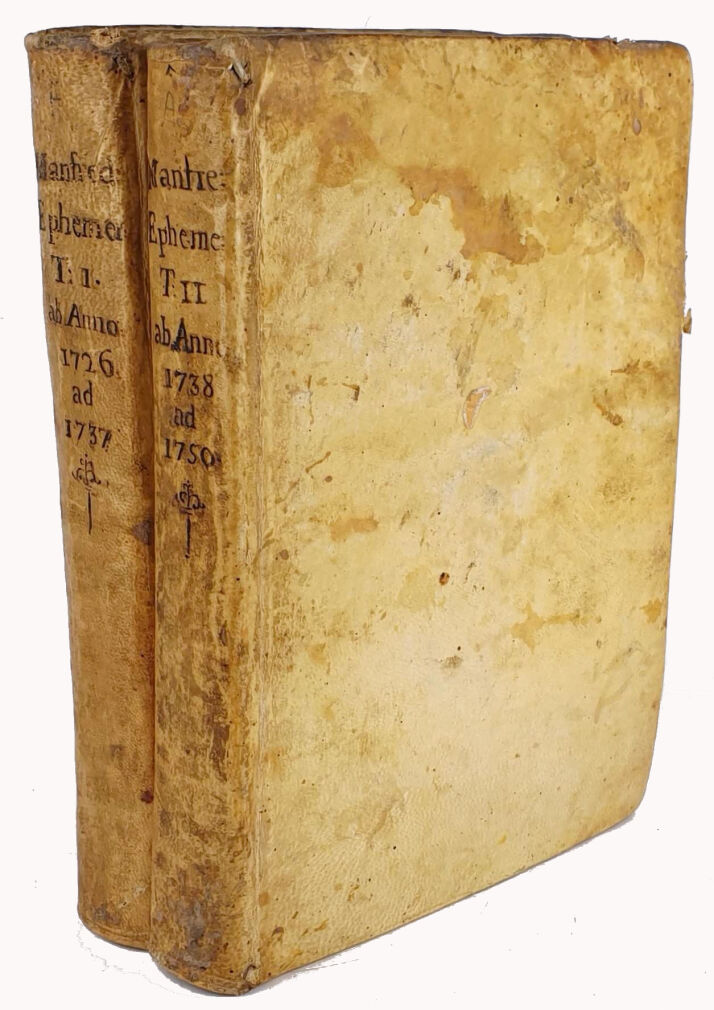 [ASTRONOMIA] MANFREDI- NOVISSIMAE EPHEMERIDES MOTUUM COELESTIUM E CASSINIANIS TABULIS AD MERIDIANUM BONONIAE SUPPUTATE. T.1-2 [komplet w 2 wol.] Bolonia 1725
