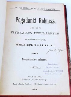 GOSPODARSKI CHÓW KONI / CHMIELARSTWO - podręcznik / ROLNICTWO CZESKIE / SEPARATOR jego konstrukcya i znaczenie/ POGADANKI ROLNICZE Gospodarstwo mleczne - 3