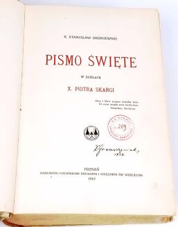 OKONIEWSKI- PISMO ŚWIĘTE W DZIEŁACH X. PIOTRA SKARGI wyd. 1912 - 4