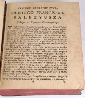 CAMUS- DUCH ŚWIĘTEGO FRANCISZKA SALEZYUSZA. BISKUPA Y XIĄŻĘCIA GENEWSKIEGO, FUNDATORA ZAKONU NAWIEDZENIA N.M.P. wyd. 1770 - 5