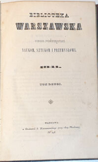 BIBLIOTEKA WARSZAWSKA 1841 t.2 z.1 - 2
