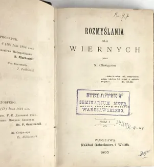 CHAIGNON - ROZMYŚLANIA DLA WIERNYCH T.1-4 [komplet w 4 wol.] wyd. 1895 - 3