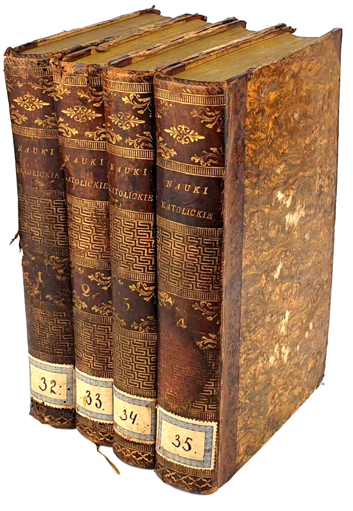 POUGET- NAUKI KATOLICKIE t.1-4 [komplet] 1830 oprawa
