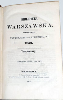 BIBLIOTEKA WARSZAWSKA tom 1-3 z 1852 roku ryciny - 2
