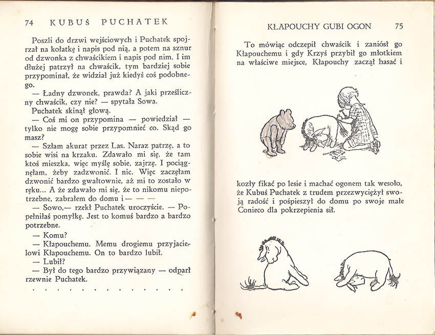 Kubuś Puchatek A.A. Milne pierwsze polskie wydanie 1938, pierwsze wydanie ksiażkowe w języku polskim, Chatka Puchatka, E.H. Shepard, Prosiaczek, rzadkie książki