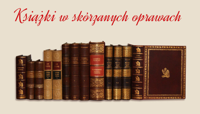 Ekskluzywne książki w skórzanych oprawach.