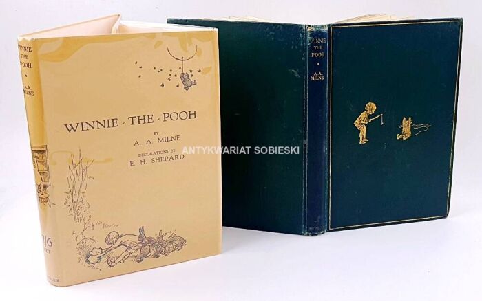 Pierwsze wydanie jednej z najsłynniejszych książek dla dzieci, czyli 'Winnie The Pooh" [Kubuś Puchatek] Milne'a z 1926r.