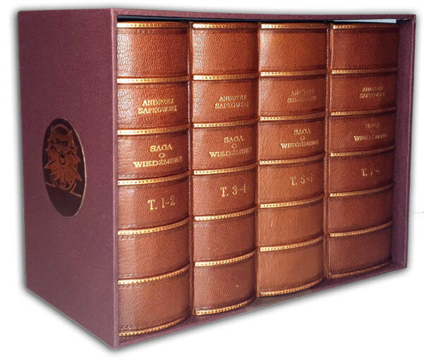Andrzej Sapkowski - Wiedźmin t. 1-8 [komplet]. Luksusowa oprawa skórzana.